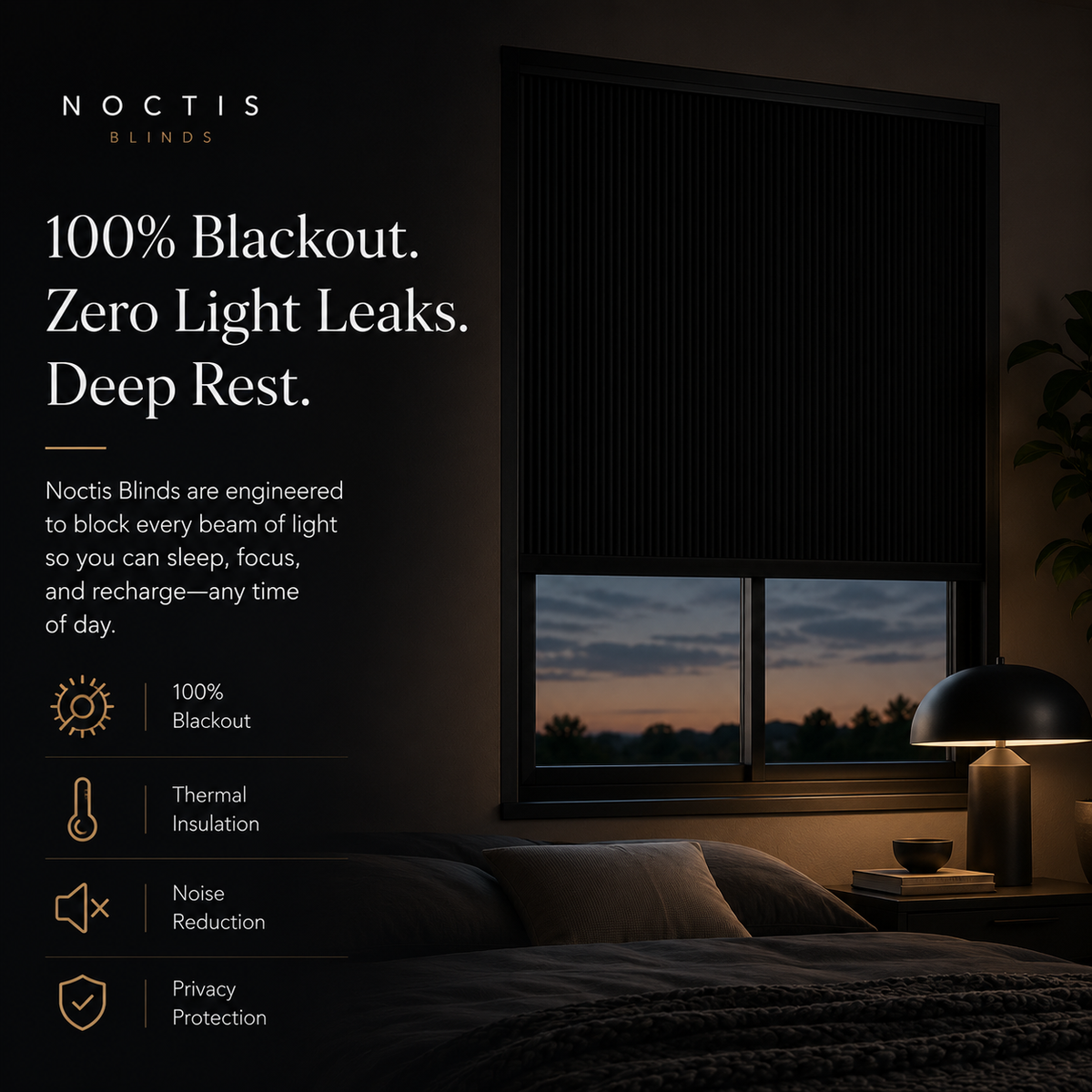 Bedroom with Noctis Blinds installed