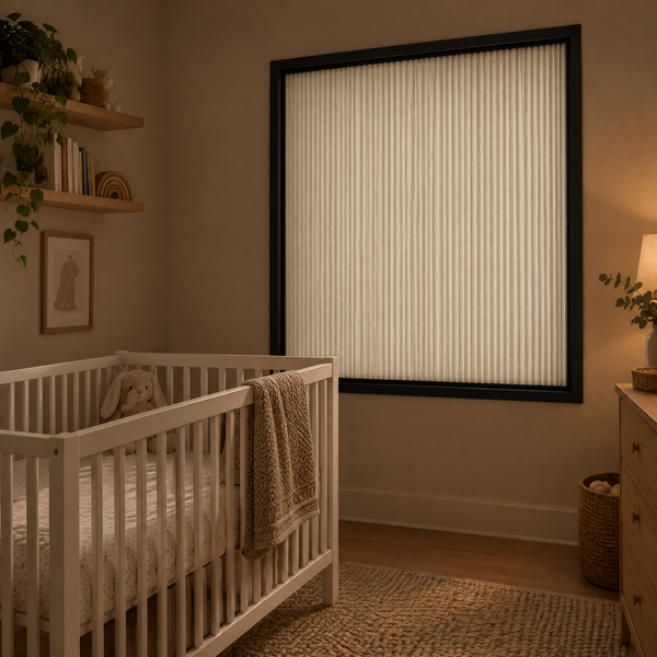 Illustrative image: nursery with a cordless Noctis Blinds panel