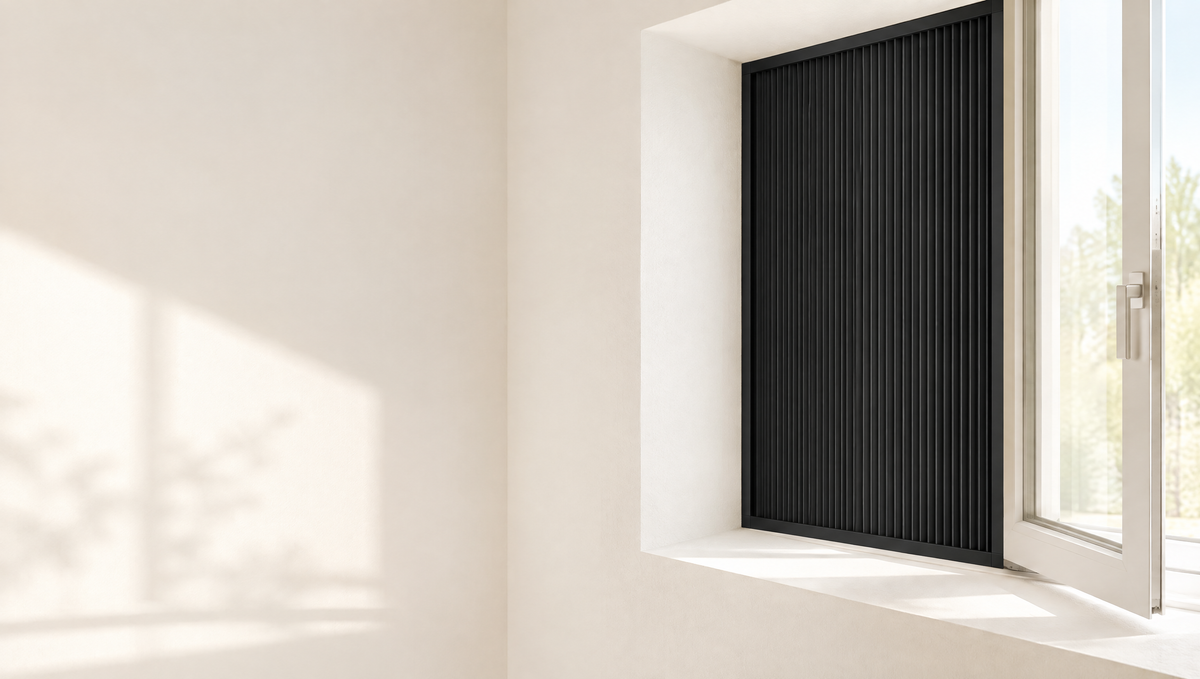 Slim one-inch frame flush in the window recess